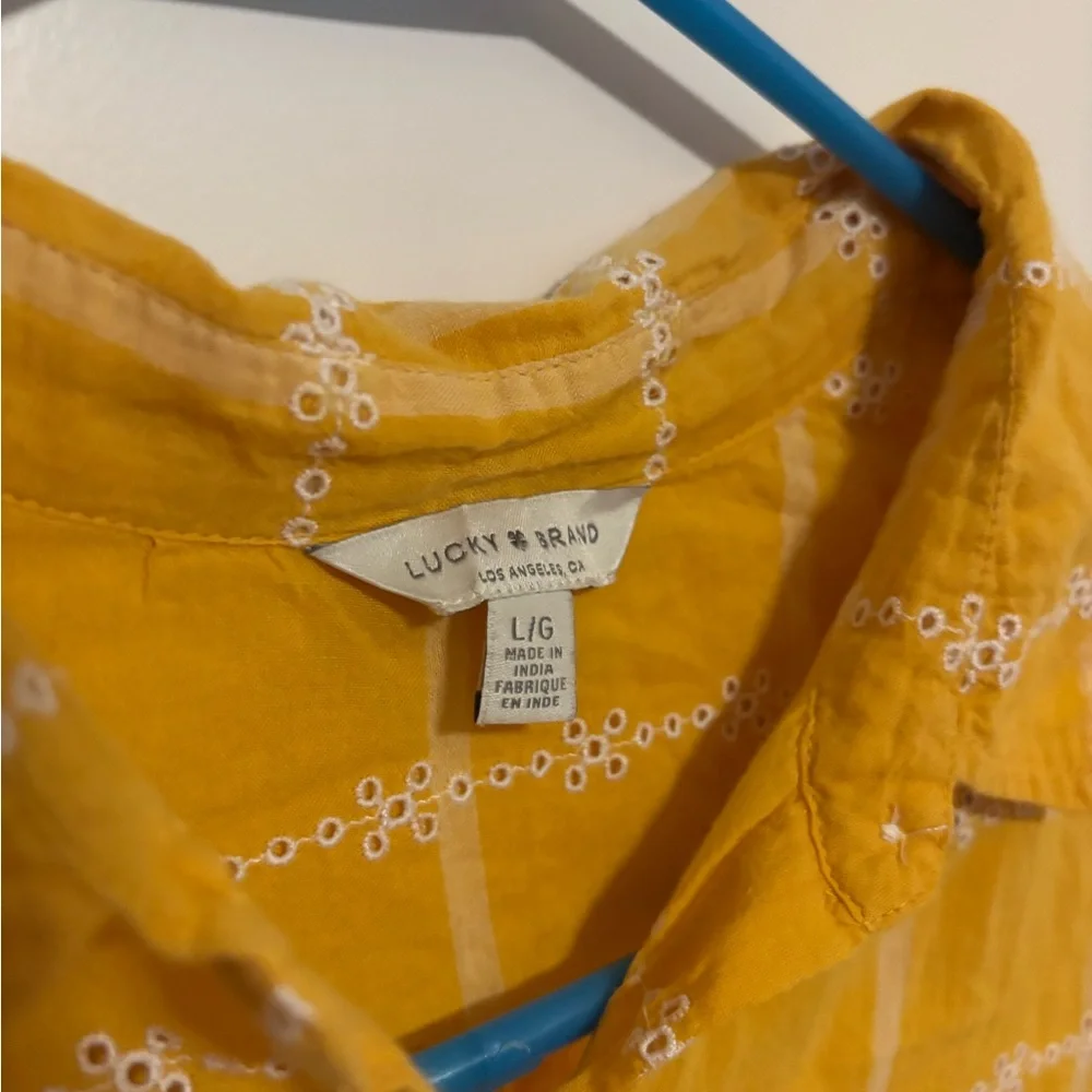 Lucky Brand Mustard Yellow Short Sleeve Button Down - Picture 3 of 4